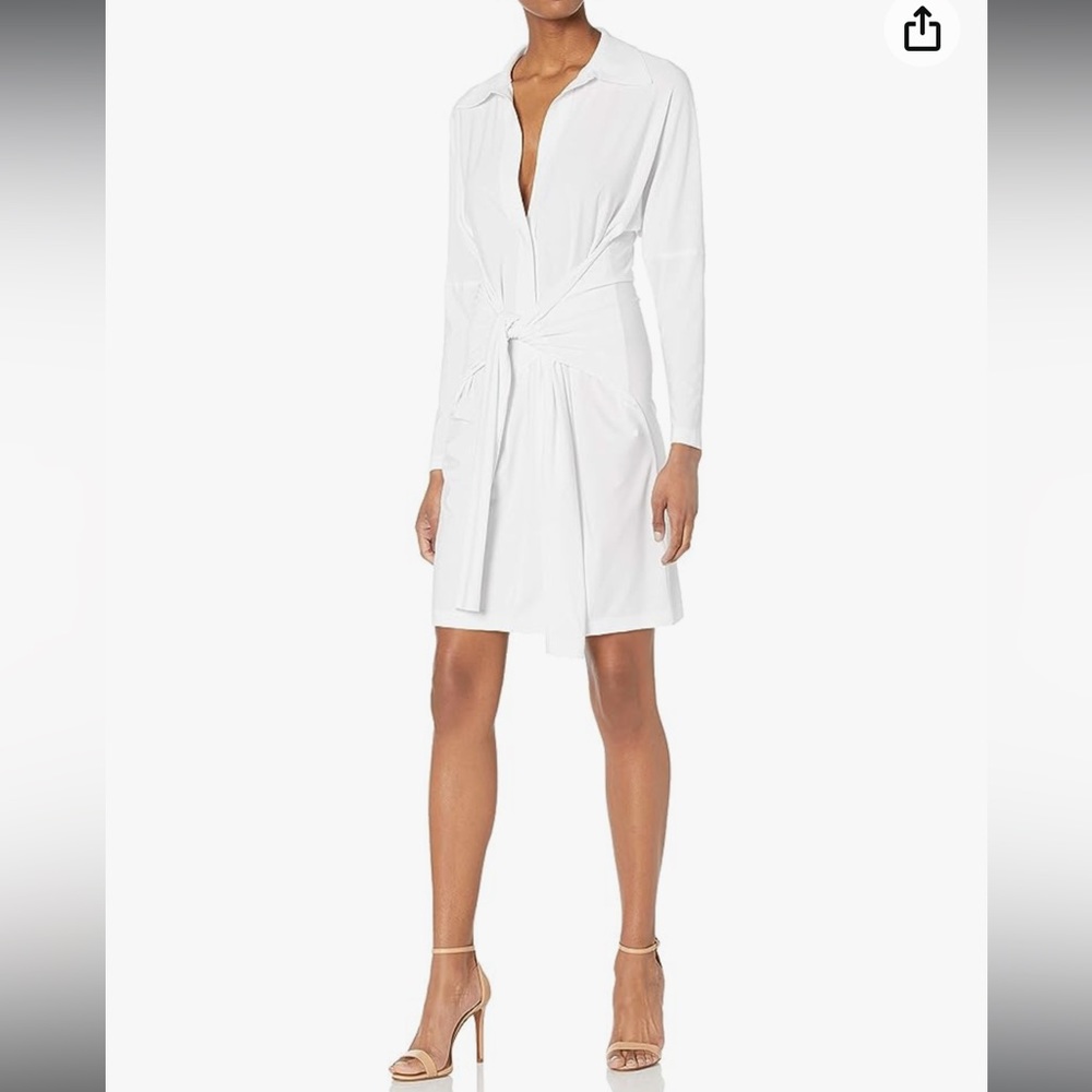 Norma Kamali white "Ty Front" shirtdress - small